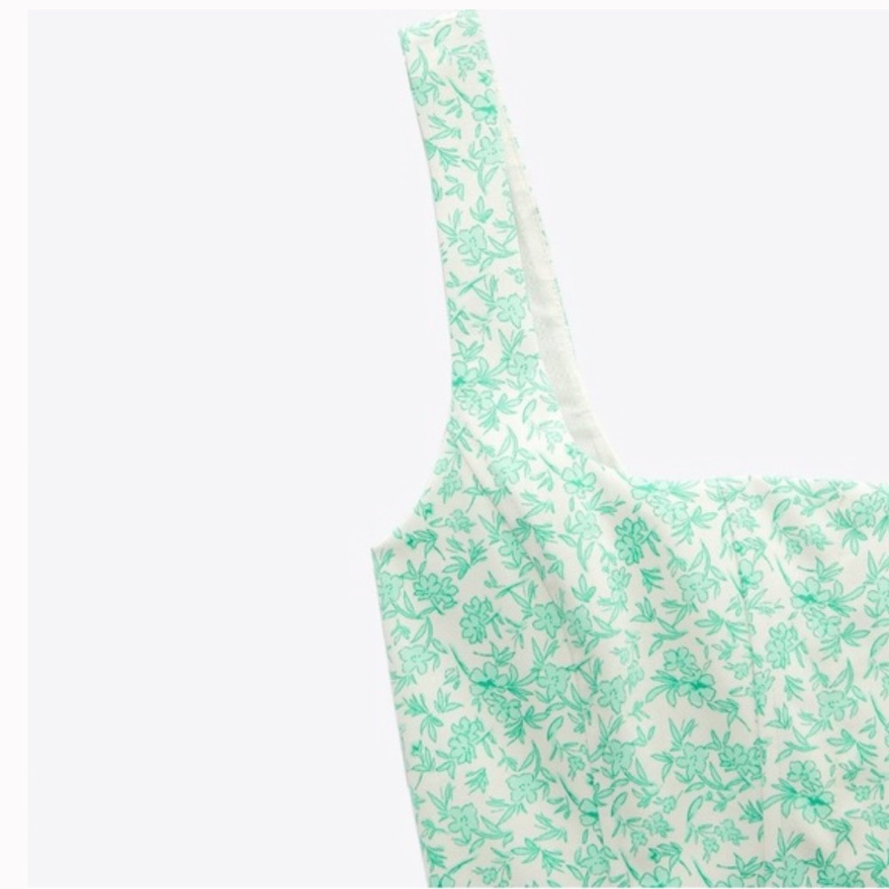Zara Floral Corset Green NWOT M - Picture 6 of 6